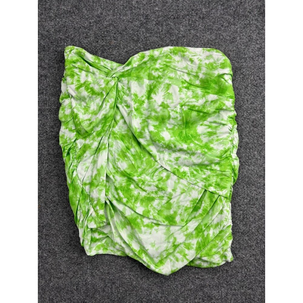 For Love & Lemons Skirt Womens Medium Green White Tie Dye Ruched Mini‎ Draped